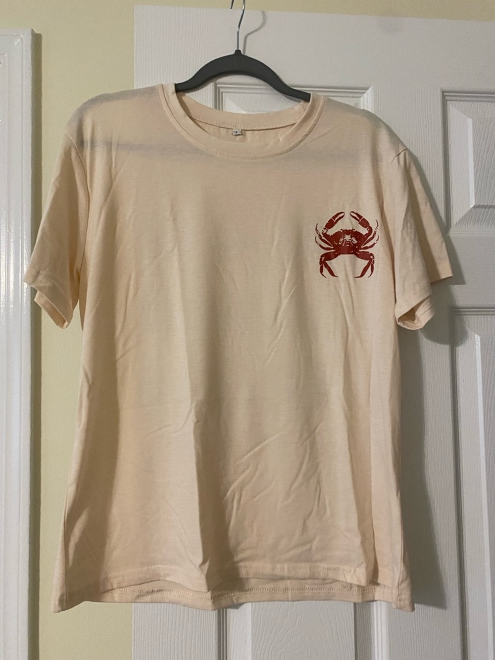 Womens  Short-Sleeve Tee with Red Crab Motif.    Never worn